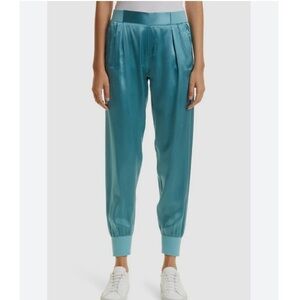 ATM Anthony Thomas Melillo Turquoise 100% Silk Joggers with Pockets, NWT, Large